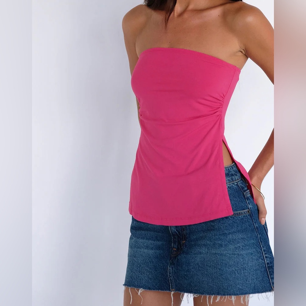 Nasty Gal Pink Strapless Top